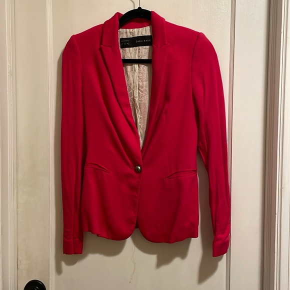 Zara Jackets & Blazers - ZARA XS hot pink knit blazer